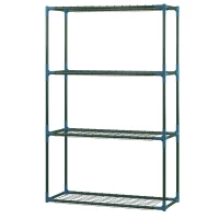 Outsunny Pflanzenregal, 2-er-Set, je 4 Regalböden, kombiniert oder separat nutzbar, Stahl, grün, 70 x 27 x 110 cm(m-10)