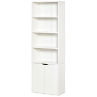 HOMCOM Bücherregal Bücherschrank mit 4 offenen Fächern und 2 Türen für Wohnzimmer und Büro 59x29x180 cm Weiß