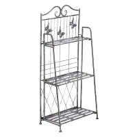 Outsunny Pflanzregal Pflanzenständer Blumenregal Blumenständer Blumentreppe Gartenregal 3 Ebenen Metall Silbergrau 44 x 25 x 96 cm(m-14)