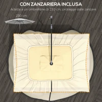 Outsunny Zanzariera per Ombrellone 3x2.3 m Regolabile a Rete Fitta con Apertura a Cerniera, Beige(m-6)