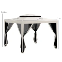 Outsunny Gartenpavillon 3 x 3 m mit 4 abnehmbaren Moskitonetzen - Doppeldach - Creme(m-3)