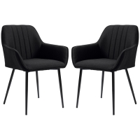 HOMCOM Esszimmerstühle Besucherstühle Design skandinavisch - Set mit 2 Stühlen - Schwarze filigrane Metallbeine