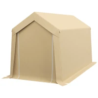 Outsunny Tragbares Gartenhaus Lagerzelt für den Außenbereich mit feuerverzinktem Stahlrahmen und großem Tor 2 x 3,6 m beige(m-1)