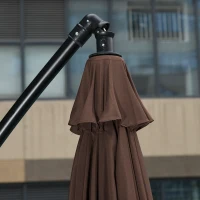 Outsunny Offset rund neigbarer Sonnenschirm mit Kurbel Metallgestell Mast dim. Ø 2,96 x 2,45H m hochdichtes Polyestergewebe Schokolade(m-4)
