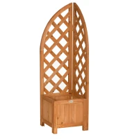 Outsunny Pflanzkasten mit Eckspalier, Drainageöffnung, wetterfest, Naturholz, braun, 32 x 32 x 108 cm(m-11)