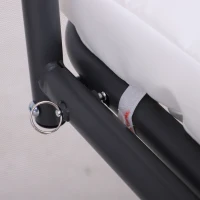 Outsunny Gartensofa Convertible 3-Sitzer Hochkomfort: Sitz- und Rückenmatratzen, zippbares integrales Moskitonetz mit Dach, Seitentasche, Metallrahmen Epoxid Polyester Weiß(m-5)