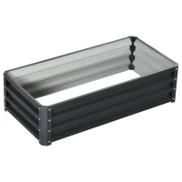 Outsunny Hochbeet Pflanzkasten, wetterbeständig, offener Boden, verzinkter Stahl, 120 cm x 60 cm x 30,5 cm, Grau(m-13)