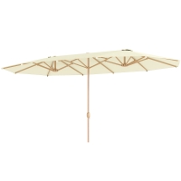 Outsunny Doppelschirm für Garten 455 x 265 cm rechteckig, Kurbel, Stahlmast, Polyester 180g/m², Sonnenschutz UPF30+
