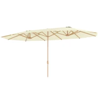 Outsunny Doppelschirm für Garten 455 x 265 cm rechteckig, Kurbel, Stahlmast, Polyester 180g/m², Sonnenschutz UPF30+(m-1)
