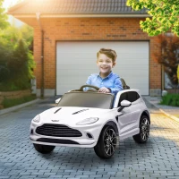 AIYAPLAY Elektrisches Kinderfahrzeug lizenziert als Aston Martin DBX Elektrofahrzeug 12V Fernbedienung 106 x 62 x 51,5 cm weiß(m-2)