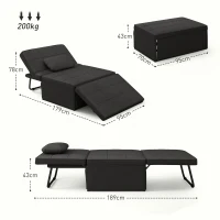 HOMCOM 3-in-1 Sessel-Heizsofa Liegesessel-Pouf mit 5-fach verstellbarer Rückenlehne und klappbarer Fußstütze(m-3)
