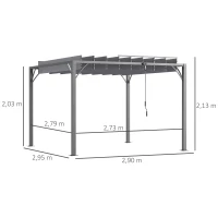 Outsunny Pergola 3 x 3 m bioklimatische Pergola mit verstellbaren Lamellen im zeitgenössischen Stil UV 50+ Aluminium - grau(m-3)