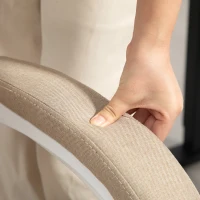 Vinsetto Bürostuhl-Manager Stuhl für Computer mit klappbarer Fußstütze, neigbarer Rückenlehne, gepolsterten Armlehnen aus beige Leinen(m-5)