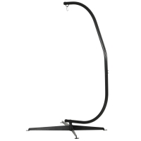 Outsunny Hängesessel-Ständer, Hängesesselstütze X-förmiges Fundament Federhaken Belastung 120 kg 114 x 80 x 208 cm Schwarz