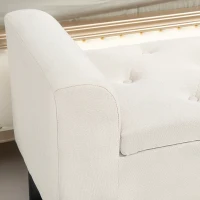 HOMCOM Gepolsterte Aufbewahrungs-Sitzbank mit Armlehnen für Schlafzimmer, Eingang, Wohnzimmer, Beige(m-5)