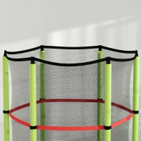 HOMCOM Kindertrampolin Sicherheitsnetz Reißverschlusstür 6 gepolsterte Stangen maximale Belastung 45 kg Ø 1,40 x 1,90H m Grün(m-4)