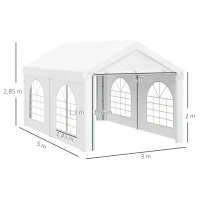 Outsunny Empfangszelt, Pavillon, Zeltbarnum 5 x 3 m mit 4 großen Fenstern 2 Türen 15m²(m-3)