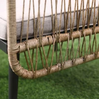 Outsunny Gartenmöbelset 4-teilig Sofa 2-Sitzer + 2 Sessel + 1 Couchtisch mit gehärteter Glasplatte 8 Kissen - Metall und PE-Rattan - Beige(m-4)