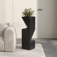 Outsunny Blumentopf Pflanzkübel für den Innenbereich mit Entwässerungslöchern aus Metall, Abmessungen 30L x 30B x 100H cm schwarz(m-2)