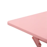 Outsunny Klappbares Bistro-Gartenmöbel-Set - quadratischer Tisch 60L x 60B x 71H cm mit 2 Stühlen - Pulverbeschichtetes Metall in Rosa(m-5)