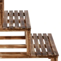 Outsunny Pflanzentreppe, Blumentreppe, Blumenregal, Pflanzregal, Blumenständer, 3 Stufen, Tannenholz, 80 x 80 x 78cm(m-8)