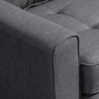HOMCOM Canapé droit convertible 2 places - dossier capitonné - 147,5 x 75 x 85 cm - gris(m-9)