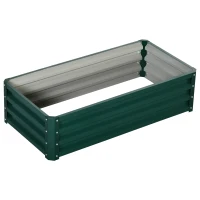 Outsunny Hochbeet Pflanzkasten, wetterbeständig, offener Boden, verzinkter Stahl, 120 cm x 60 cm x 30,5 cm, Grün(m-11)