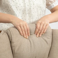 Vinsetto Bürostuhl-Manager Stuhl für Computer mit klappbarer Fußstütze, neigbarer Rückenlehne, gepolsterten Armlehnen aus beige Leinen(m-4)