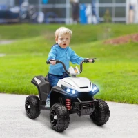 AIYAPLAY Quad Eléctrico para Niños de +3 Años con Batería 12V Faros Música Avance y Retroceso Carga 30 kg Blanco(m-2)