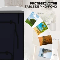 SPORTNOW Table de tennis de table ping-pong pliable + housse de protection pour l'intérieur et l'extérieur, bleu et noir(m-5)