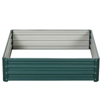 Outsunny Gartenbeet, Pflanzkasten mit Stahlgehäuse, Grün, 120 x 120 x 30 cm(m-11)