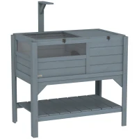 PawHut Haus mit Gehege für Schildkröten auf Standfuß mit Regal aus Tannenholz - Abm. 103H x 84B x 51T cm(m-6)