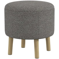 HOMCOM Round Linen-Look Storage Ottoman - Light Grey(m-11)
