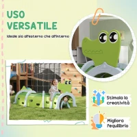 AIYAPLAY Tunnel per Bambini 3-6 Anni a Forma di Coccodrillo, Gioco per Interno ed Esterno in Plastica, Verde(m-4)