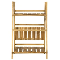 Outsunny Pflanzentreppe Blumenbank Blumentreppe Blumenregal Pflanzregal Blumenständer 3 Stufen Tannenholz Dunkelbraun 60 x 37 x 93 cm(m-13)
