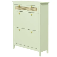 HOMCOM Meuble à Chaussures pour 12 Paires de Chaussures, avec 1 tiroir extractible, 2 tiroirs basculants, Commode à Chaussures, 88 x 30 x 120 cm, Vert(m-1)