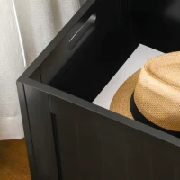 HOMCOM Baú de Armazenamento de Madeira Baú de Arrumação com Dobradiça de Segurança Carga Máxima 20 kg 81x40x46 cm Preto(m-9)