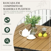 Outsunny Conjunto de Jardim de Vime Sintético 5 Peças com Mesa Quadrada e 4 Cadeiras Almofadas Preto e Madeira(m-5)
