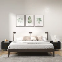 HOMCOM Elegant Two-Drawer Bedside Table Set of 2 - Black(m-10)