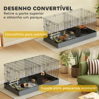 PawHut Gaiola para Animais Pequenos Gaiola para Roedores Coelhos com Tampa Amovível Recinto para Cobaias Ouriços 121x61x61 cm Preto(m-4)