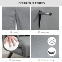 HOMCOM Sofa dwuosobowe z funkcją spania, pojedyncze łóżko z poduszką, aksamit(m-6)