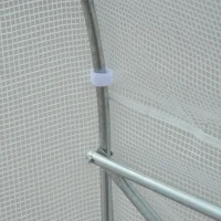 Outsunny Tunnelgewächshaus, 6 aufrollbare Fenster, Tür mit Reißverschluss, reißfeste Folie, Metallrahmen, 3,5 x 3 x 2 m, weiß(m-11)