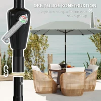 Outsunny Parasol 2,3 m sans base, Parasol de terrasse réglable avec manivelle, Polyester, Aluminium, Fibres de verre, Gris Foncé(m-4)