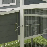 PawHut Galinheiro para Exterior Galinheiro de Madeira para 10-15 Galinhas com Baloiço Perchas Bandeja Removível e Rampa 315,5x150,5x140,5 cm Cinza(m-9)