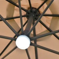 Outsunny 3(m) LED Cantilever Parasol Outdoor Sun Umbrella w/ Base Solar Lights Brown(m-9)