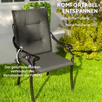 Outsunny 4er Set Sitzkissen 108 x 50 x 5 cm Stuhlkissen mit Bändern, Outdoor Indoor Sitzauflage Hellgrau(m-4)