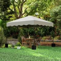 Outsunny Pavillon pop-up 3 x 3 m, Tente de jardin réglable en hauteur, avec sac à roulettes, pour jardin, terrasse, métal, tissu, crème(m-5)