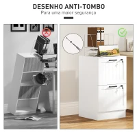 HOMCOM Bloco de Gavetas para Escritório com 2 Gavetas para Escritório com Fechaduras Gavetas Suspensas para A4 40x40x71 cm Branco(m-7)