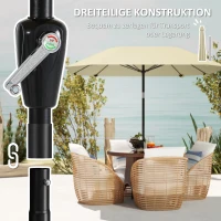 Outsunny Parasol de 2,3 m sans base, Parasol de terrasse inclinable avec manivelle, Polyester, Aluminium, Fibres de verre, Beige(m-4)