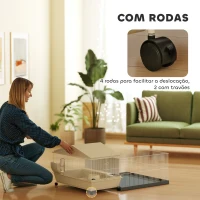 PawHut Gaiola para Animais Pequenos com Parque Desmontável Gaiola para Roedores com Rodas Rampas Bebedouro e Dispensador de Feno 108x71x57 cm Bege(m-6)